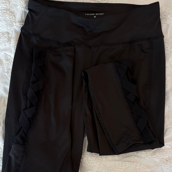 Tahari Pants - Tahari Black Crisscross Side Detail Leggings